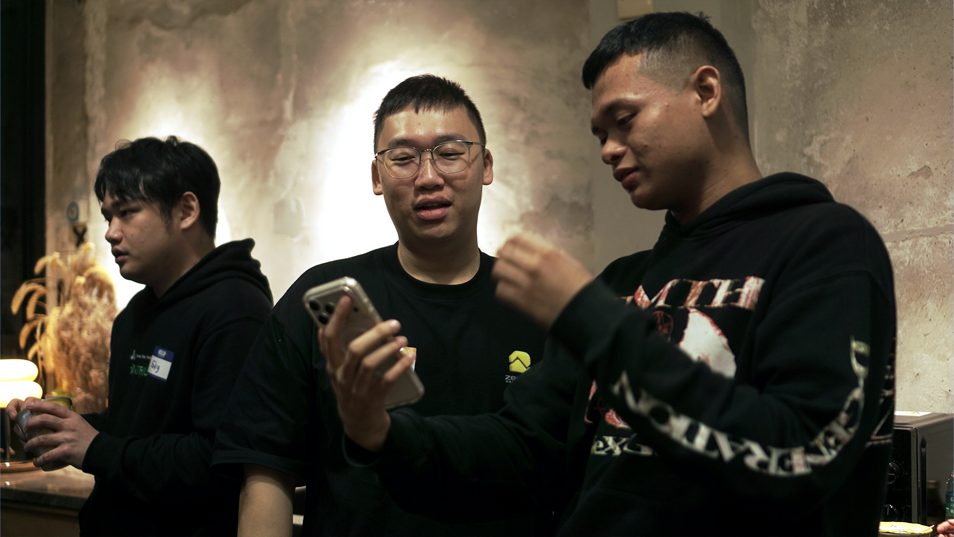Group around phone